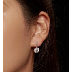 1.0CT Moissanite Hoop Earrings For Women 925 Sterling Silver 