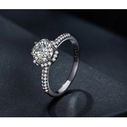 1.0CT Moissanite  Diamond 925 Sterling Silver  Flower Ring
