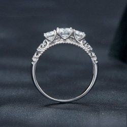 1.1CTTW Round Moissanite Diamond S925 Silver Ring for women