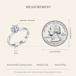 0.8ct Round Moissanite Diamond Solitaire  S925 Silver Rings