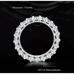 Moissanite Ring Eternity Band  925 Sterling Silver