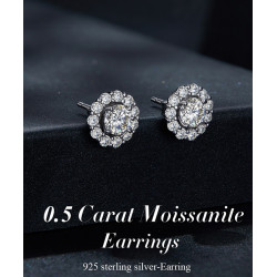 Detachable Flower Earrings Classic Moissanite Stud Earrings 925 Silver