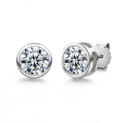 D Color Round Moissanite 18K Gold Plated Stud Earrings