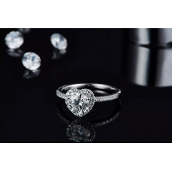 True love heart Ring S925 Sterling silver Moissanite diamond