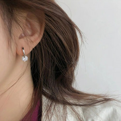 6.5mm 1ct Moissanite Diamond Hook Earrings Gold plated Silver
