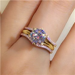 Moissanite Diamond Gold plated SIlver Weddning Ring