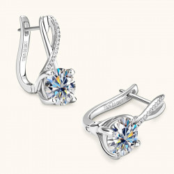 Moissanite Drop  Earrings Real 925 Silver Gold Plated