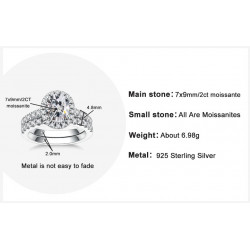 2ct (Total 2.648ct) Oval Cut D Color Moissanite Bridal Ring Set