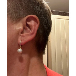 9-10mm Freshwater Pearl Moissanite 925 Sterling Silver Earrings