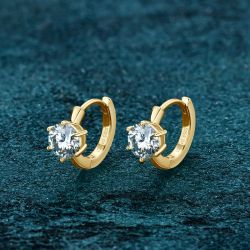 Silver D1.0ct Moissanite Huggie Earrings Gold plated 