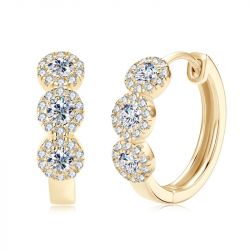 Hoop Earring D Color Moissanite Gold plated925 Sterling Silver