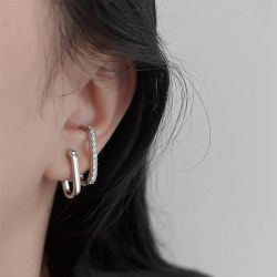 Moissanite Diamond U-shaped Ear Cuff Stud Earrring 925 Sterling Silver