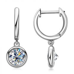 925 Silver 1CT, 2CT Moissanite Drop Earring 