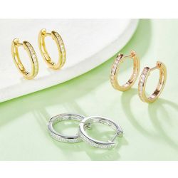 Gold plated Sparking Diamond Moissanite hoop earrings