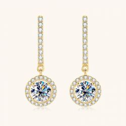 GRA Certified Moissanite Sterling Silver Earring Gold plated 