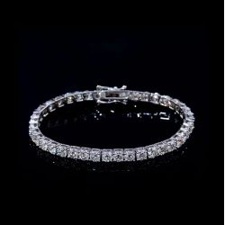 5mm moissanite tennisrow iced diamond Gold plated Sterling silver bracelet 