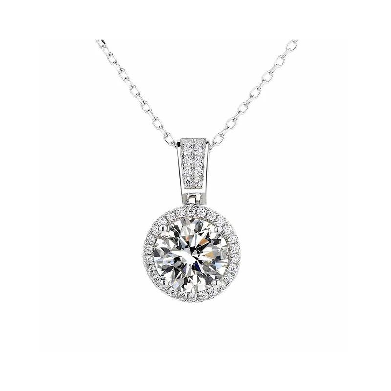2ct 8mm Moissanite Diamonds Pendant 925 Sterling Silver Necklace With GRA Certificate