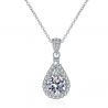 Water drop shape Moissanite Pendant 18k white Gold plated Silver 