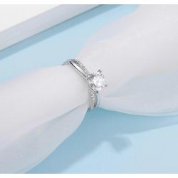 14K Solid White Gold Dainty Wedding Engagement 1CT Moissanite Ring