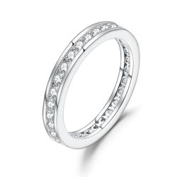 14K White gold Diamond Moissanite Eternity Stackable Rings 