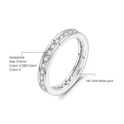 14K White gold Diamond Moissanite Eternity Stackable Rings 