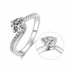 Real 14K white Gold Jewelry Twisted Designs 1ct VVS Moissanite Diamond Ring