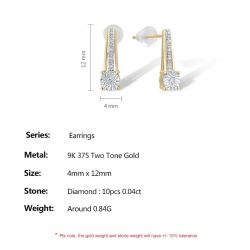 9K white Yellow gold Natual diamond Earring for Girls