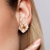 925 Sterling Silver White Enamel Lotus Flower Pendant Earrings Ring Set 