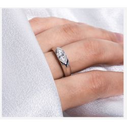 1 Carat 510mm Marquise Cut D Color Moissanite Diamond Wedding 925 Sterling Silver Rings 