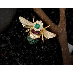 Cute Bee brooch Gold Plated 100% 925 Sterling Silver