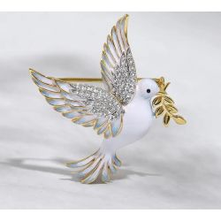Handmade Enamel Peace Pigeon Bird Brooch Sterling silver 