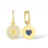 925 Sterling Silver Gold Color Heart Concise Round Drop Earrings