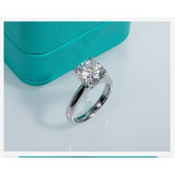 3.5ct D Color Cushion Cut Moissanite EngagementRing 925 Sterling Silver