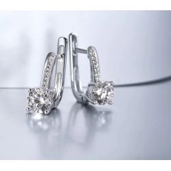 Sparkling White Zirconia 925 Sterling Silver Earrings