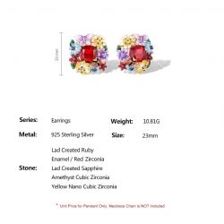 Fine Jewelry Colorful Flowers Ladybug Sparkling Red Stone Handmade Jewelry set 