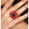 Black Spinel Red Blossom Sun Flower Pendant Earrings Ring Enamel Fine Jewelry