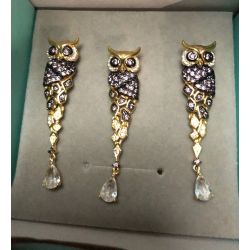 Cute Owl Gold plated sterling silver set 