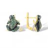 Frog Green Spinel White Zirconia Silver Earrings Ring Pendant Set 