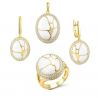  Enamel Jewelry Set 925 Sterling Silver White zirconia Gold plated