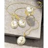  Enamel Jewelry Set 925 Sterling Silver White zirconia Gold plated