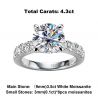 4.3cttw D Color Moissanite  Wedding Rings 925 Sterling Silver 18k Gold Plated