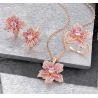 925 Sterling Silver Pink Stone Lily Flower jewelry set 