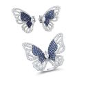 Butterfly Earrings Ring Set  925 Sterling Silver