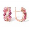 Red Pink Stones White Zircon Rose gold plated Sterling silver set