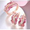 Red Pink Stones White Zircon Rose gold plated Sterling silver set