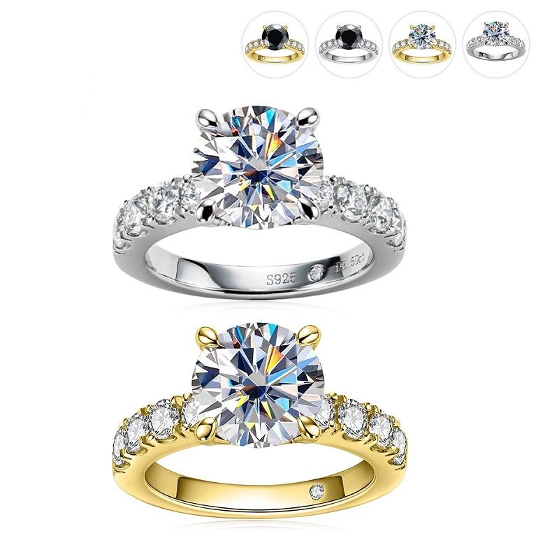 4.3cttw D Color MoissaniteWedding Rings 925 Sterling Silver 18k Gold Plated