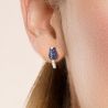 Silver Stud Earrings Blue Tulip Cubic Zirconia