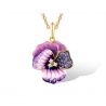 Pink And Purple Peony Enamel Flower Jewelry set 