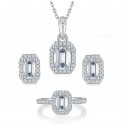Halo Designs GRA Certified Emerald Cut Moissanite Jewelry Set
