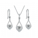 Moissanite Diamond Dangle Earring Pendant Chain Set
